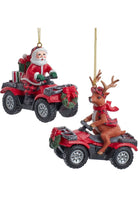 Shop For Lodge Santa & Reindeer on ATV Ornaments (Asst 2) D4247
