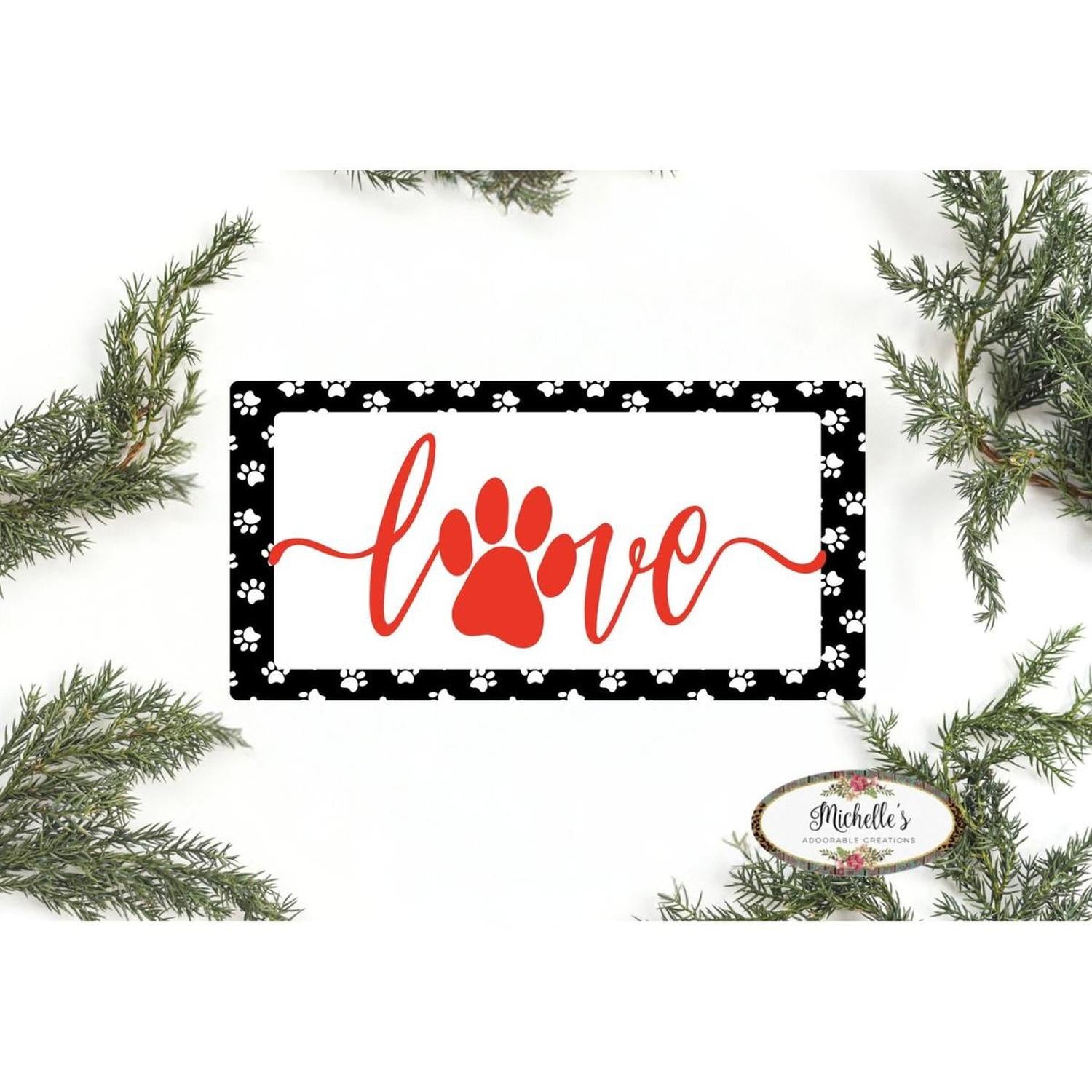 Shop For Love Paw Print Sign - Wreath Enhancement at Michelle's aDOORable Creations