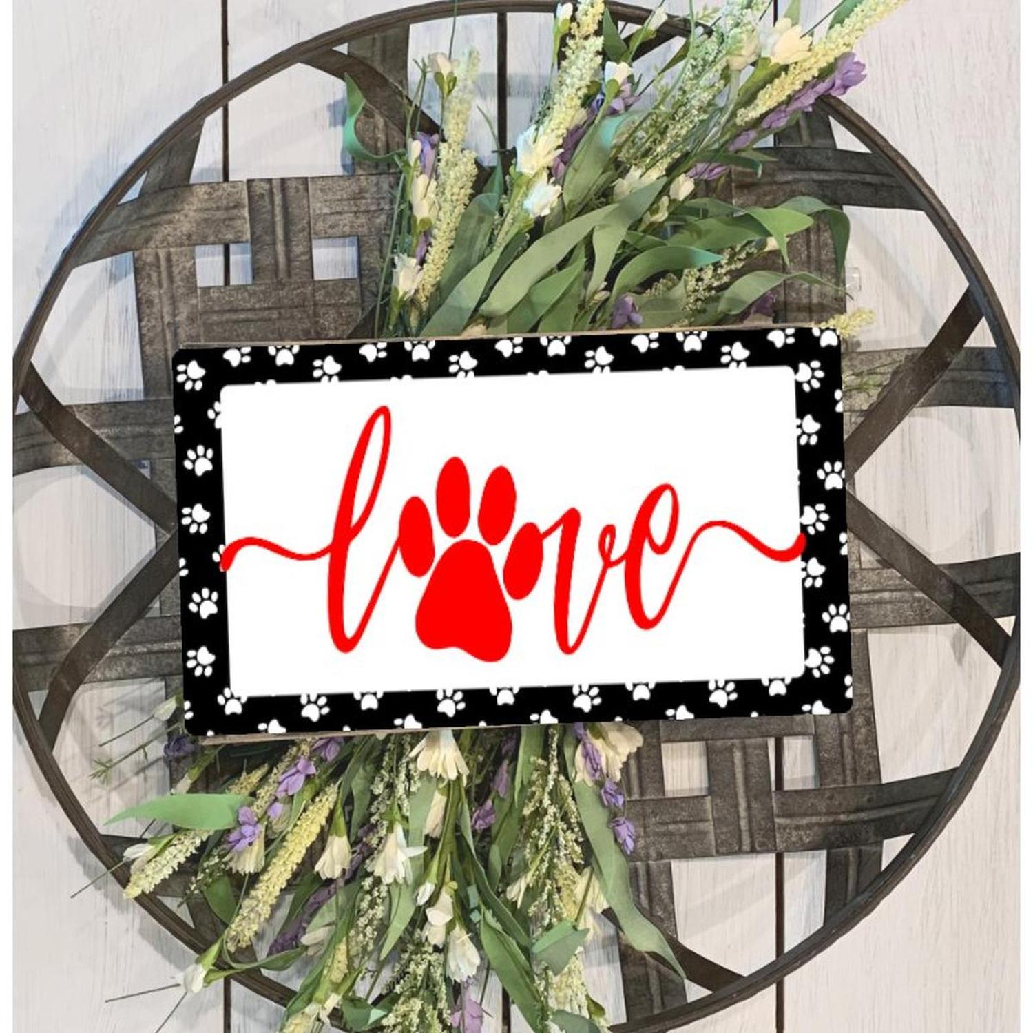 Love Paw Print Sign - Wreath Enhancement