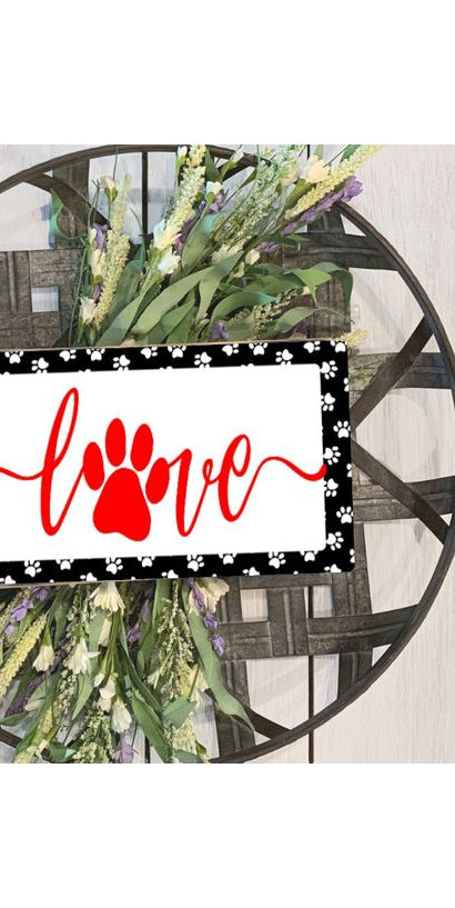 Love Paw Print Sign - Wreath Enhancement - Michelle's aDOORable Creations - Signature Signs