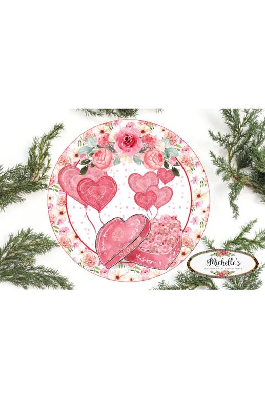 Love Valentine Pink Roses Round Sign - Wreath Enhancement - Michelle's aDOORable Creations - Signature Signs