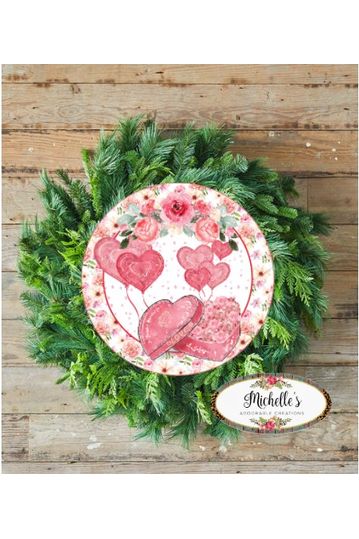 Shop For Love Valentine Pink Roses Round Sign - Wreath Enhancement