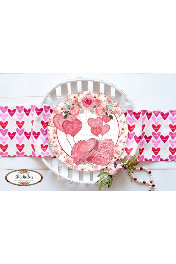 Shop For Love Valentine Pink Roses Round Sign - Wreath Enhancement