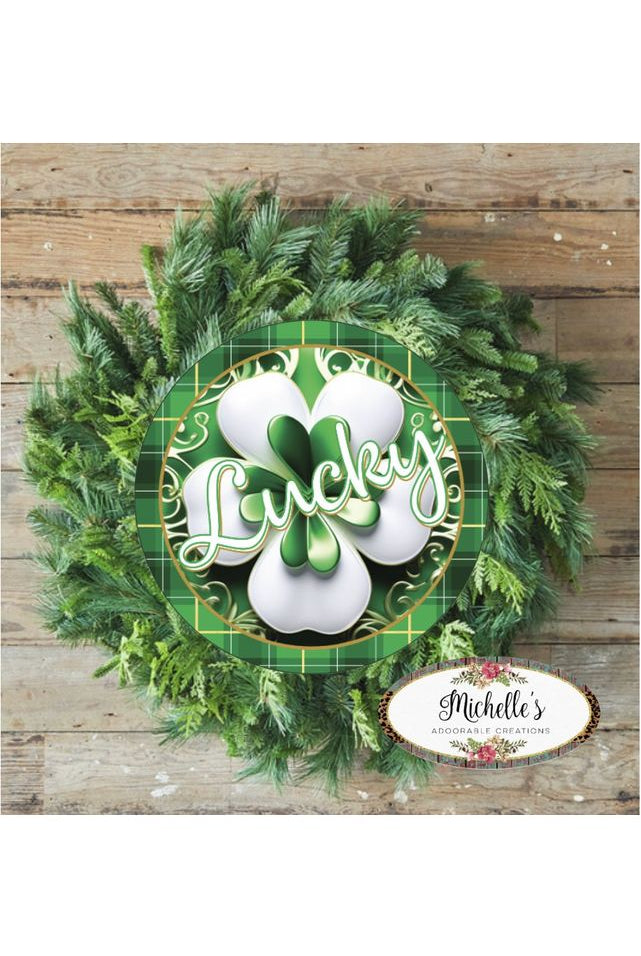 Lucky Clover Round Sign - Wreath Enhancement - Michelle's aDOORable Creations - Signature Signs