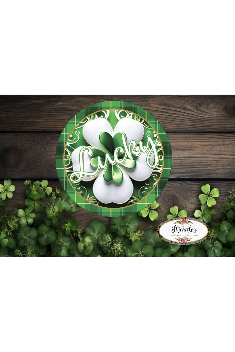 Shop For Lucky Clover Round Sign - Wreath Enhancement at Michelle's aDOORable Creations