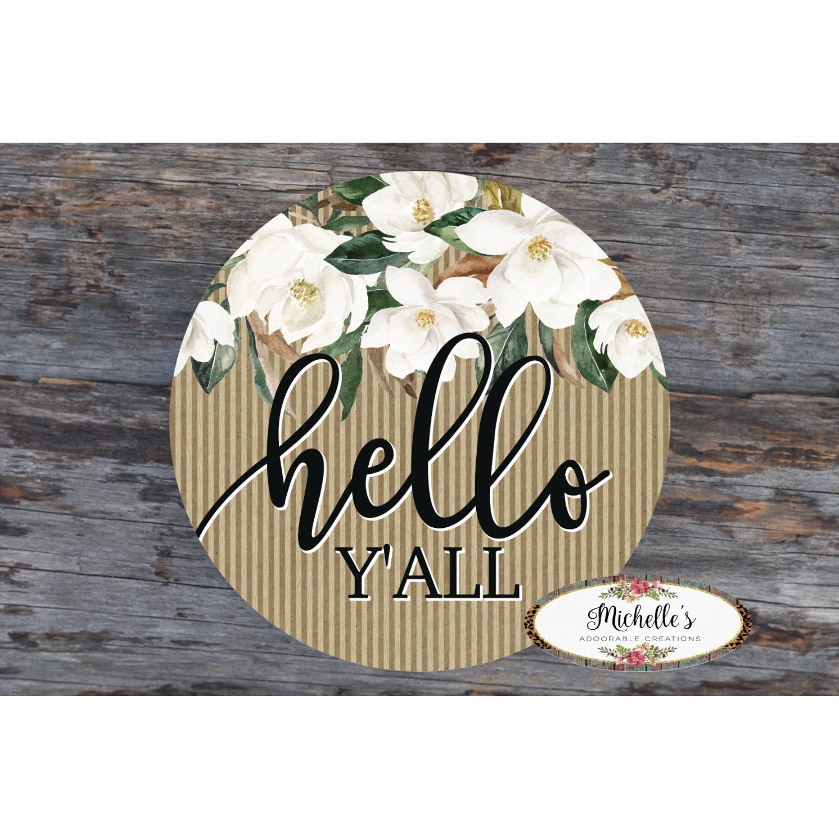 Shop For Magnolia Hello Yall Sign - Wreath Enhancement at Michelle's aDOORable Creations