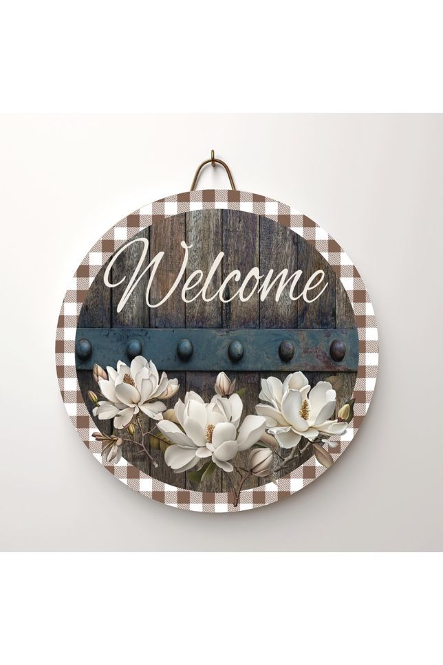 Shop For Magnolia Welcome Wood Round Sign - Wreath Enhancement