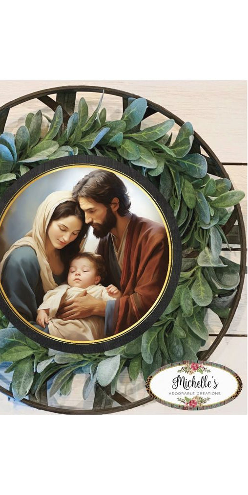 Mary and Joseph Nativity Round Sign - Wreath Enhancement - Michelle's aDOORable Creations - Signature Signs