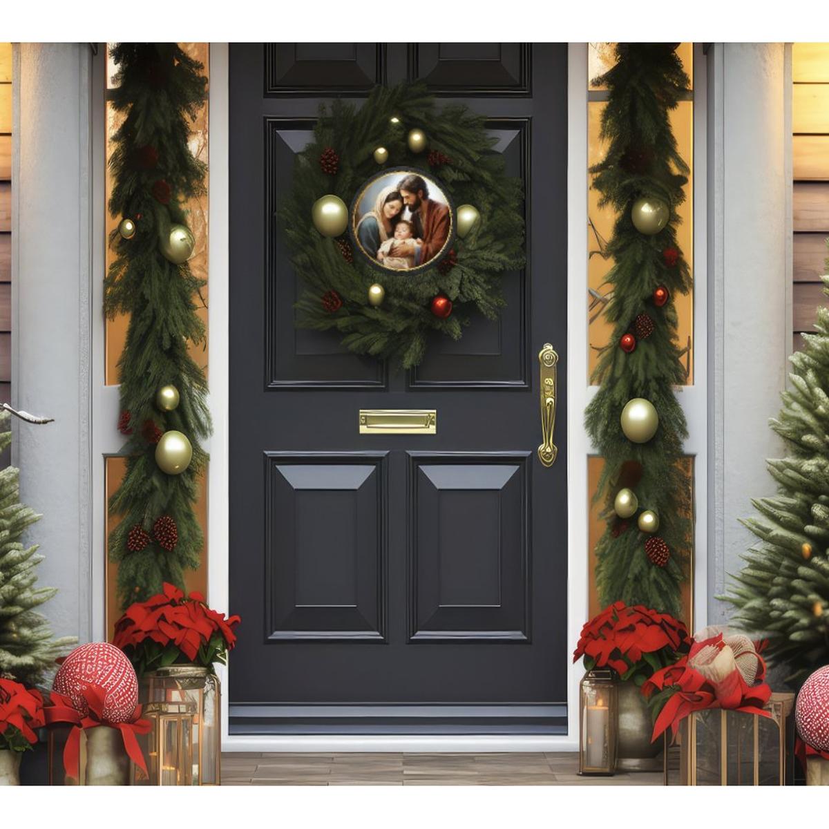 Shop For Mary and Joseph Nativity Round Sign - Wreath Enhancement at Michelle's aDOORable Creations