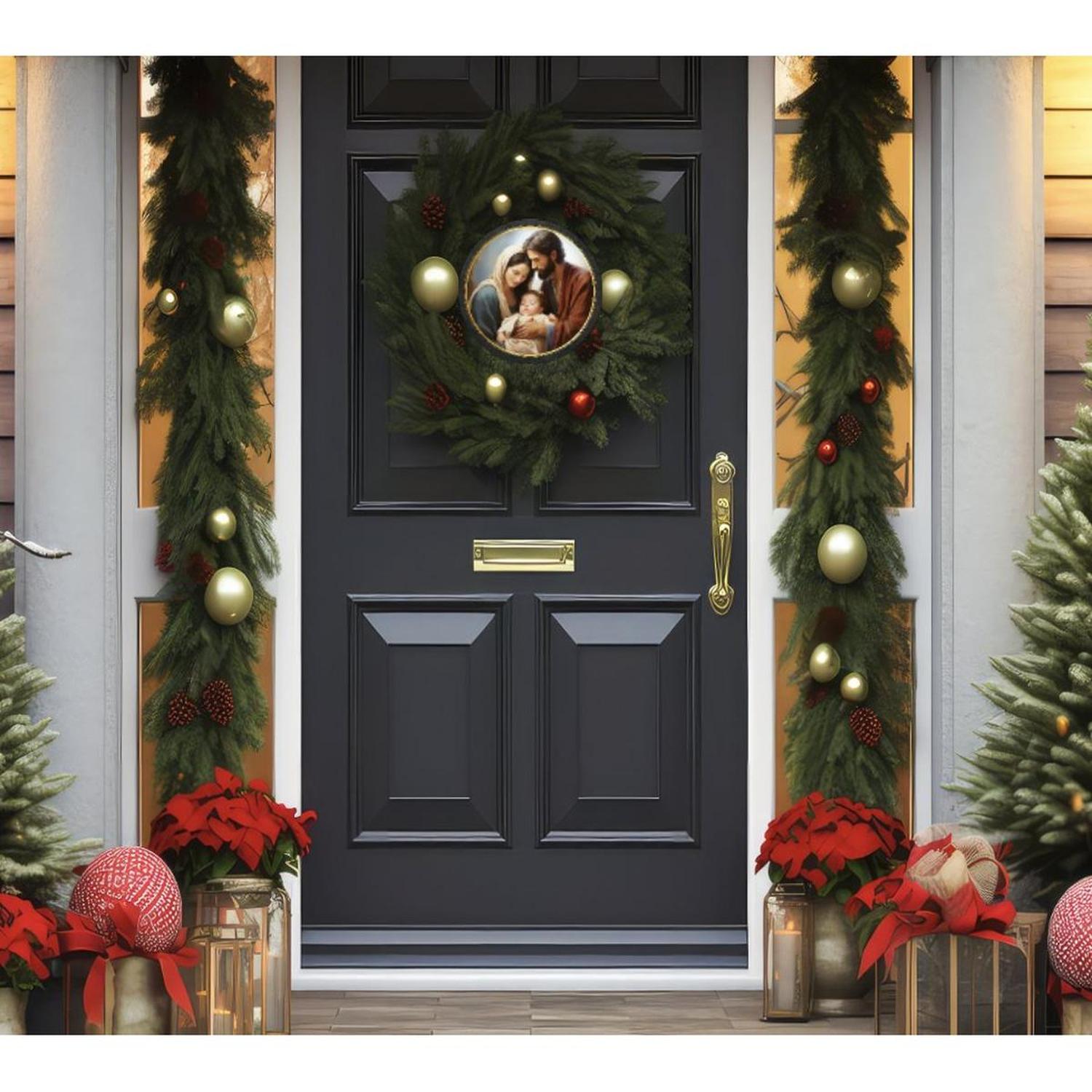 Shop For Mary and Joseph Nativity Round Sign - Wreath Enhancement at Michelle's aDOORable Creations