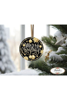 Shop For Merry Christmas Black Gold Round Sign - Wreath Enhancement