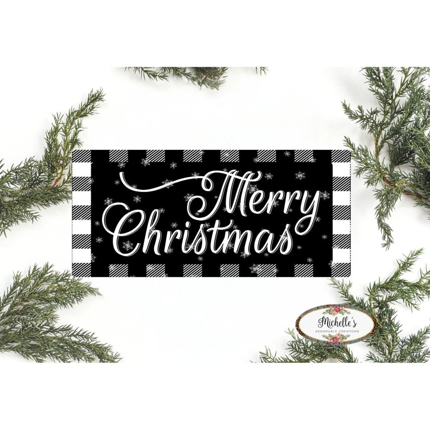 Merry Christmas Black White Sign