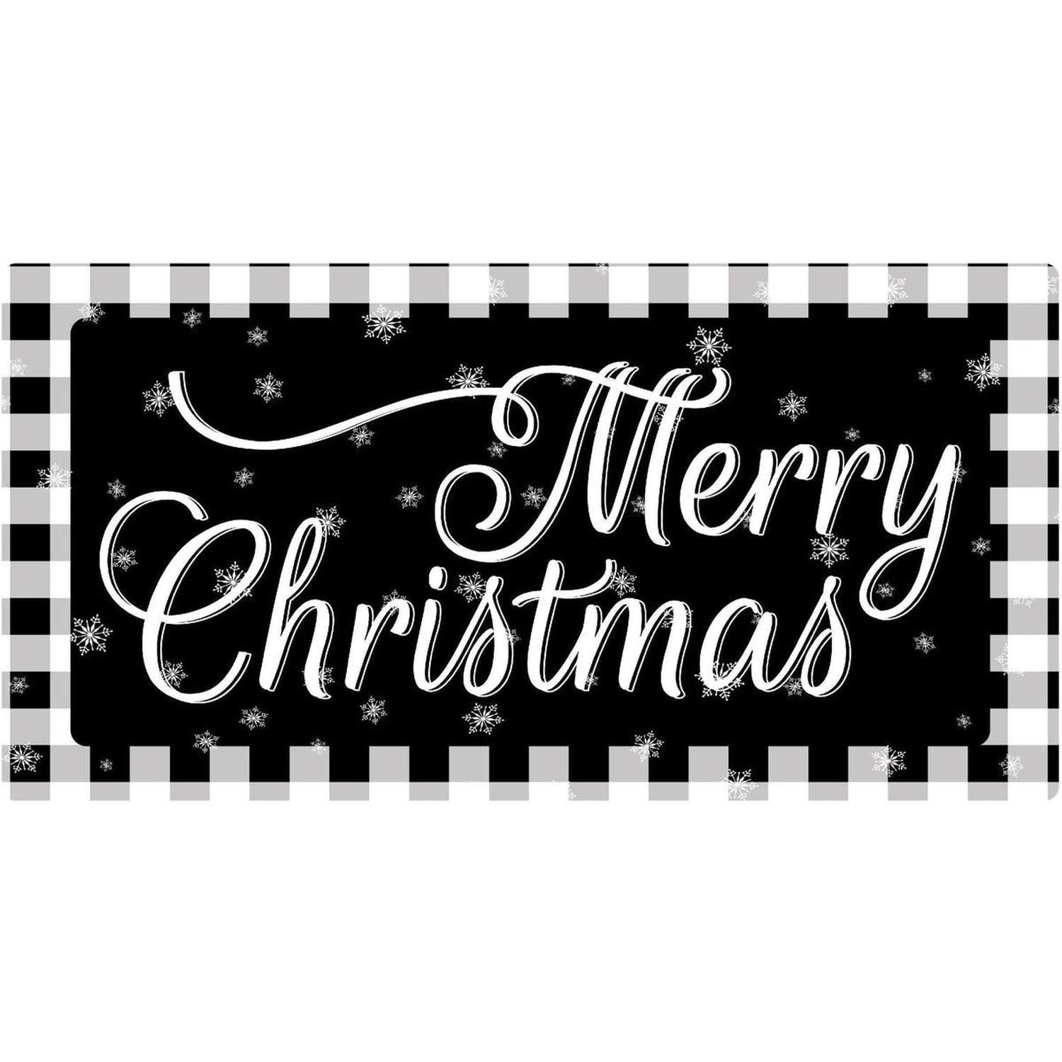 Merry Christmas Black White Sign