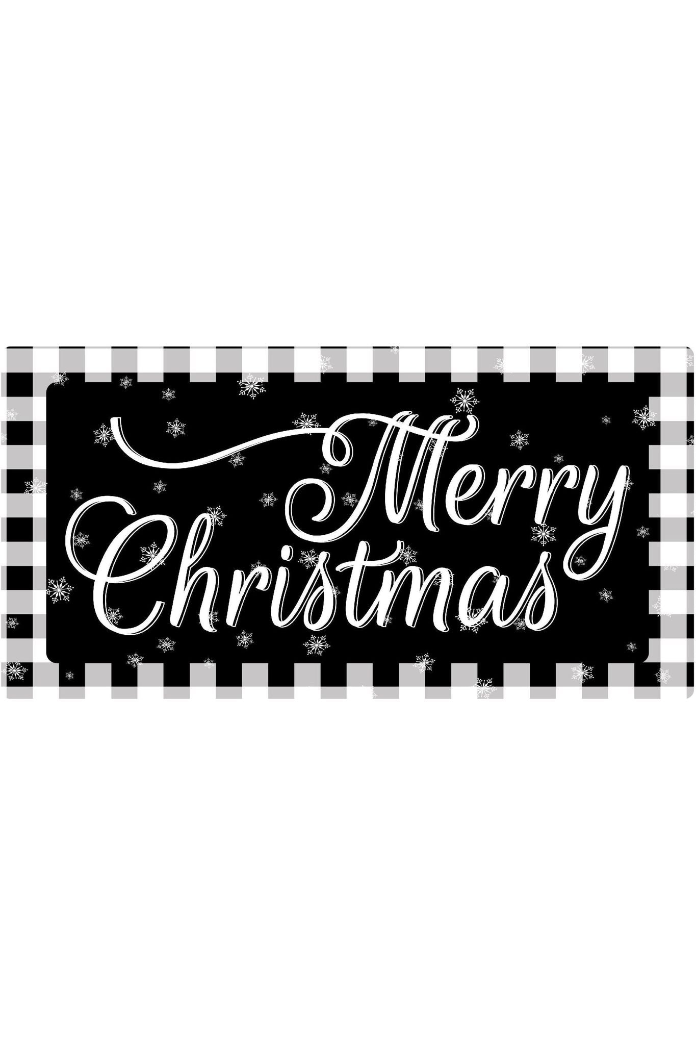 Shop For Merry Christmas Black White Sign - Wreath Enhancement