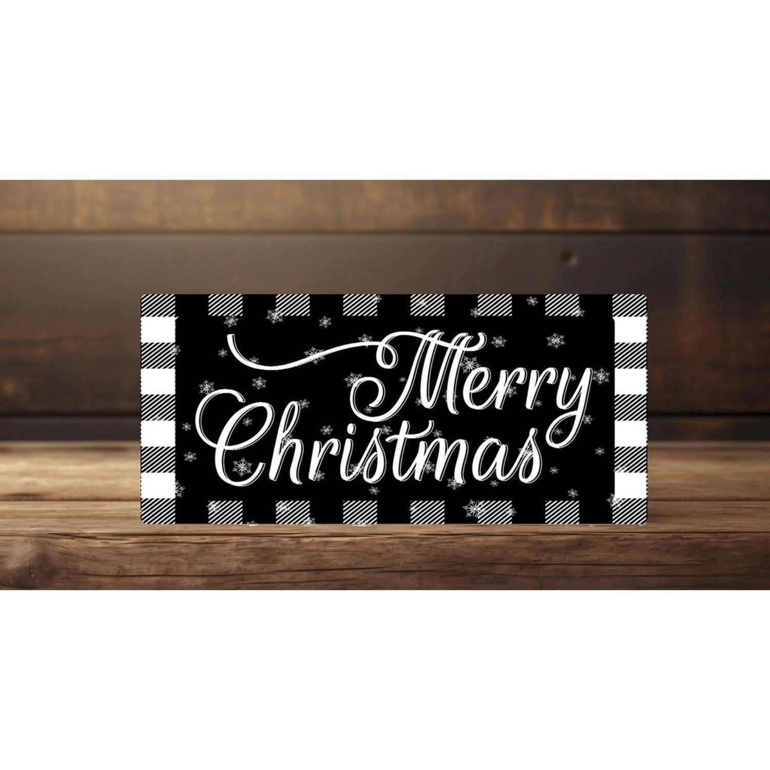 Merry Christmas Black White Sign