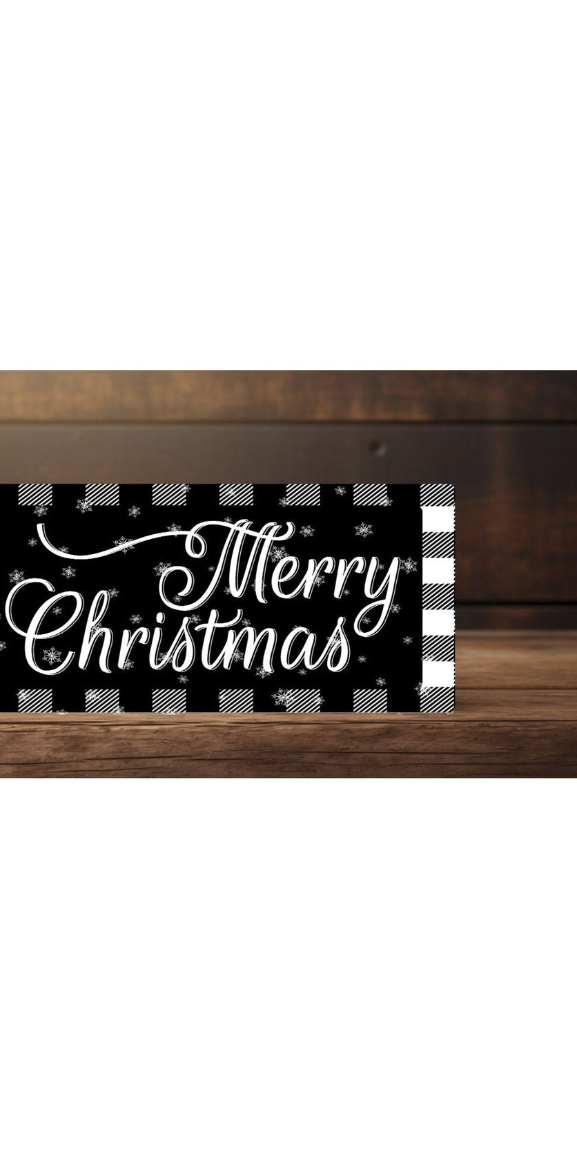 Merry Christmas Black White Sign - Wreath Enhancement - Michelle's aDOORable Creations - Signature Signs