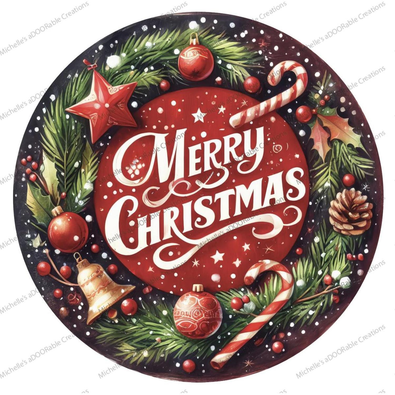 Shop For Merry Christmas Candy Cane Sign - Wreath Enhancement at Michelle's aDOORable Creations