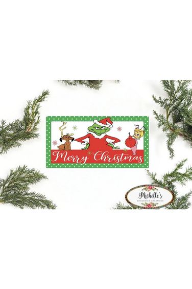 Merry Christmas Green Monster Sign - Wreath Enhancement - Michelle's aDOORable Creations - Signature Signs