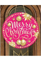 Shop For Merry Christmas Pink Gold Round Sign - Wreath Enhancement