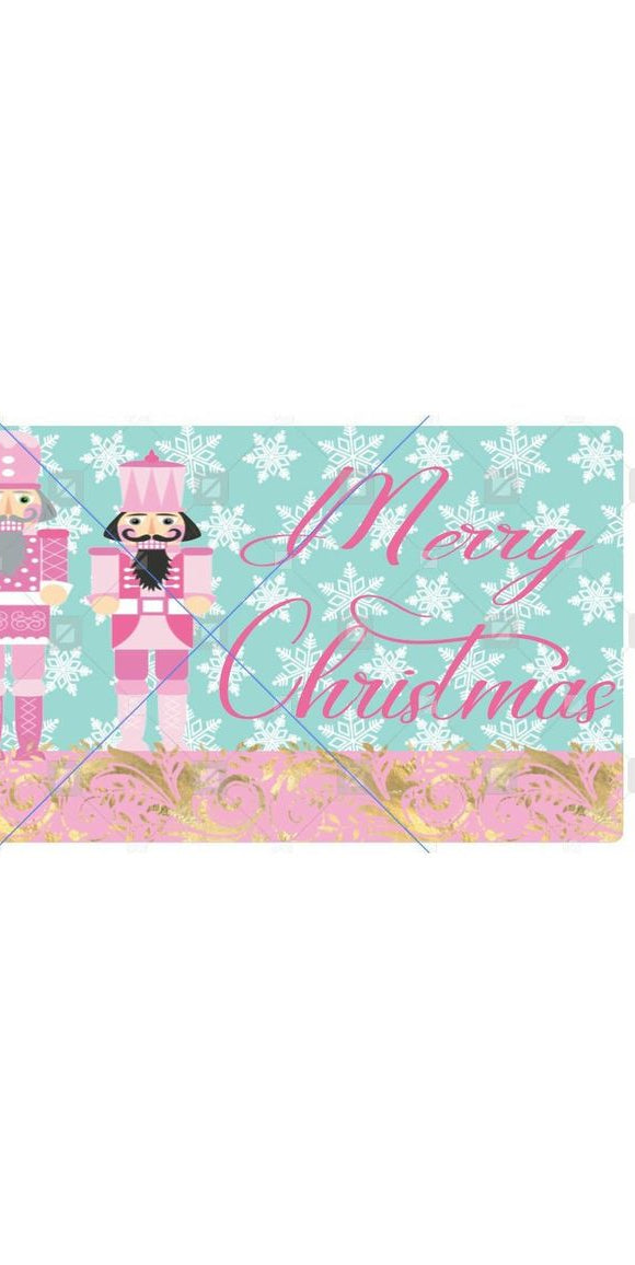 Merry Christmas Pink Nutcracker Sign - Wreath Enhancement - Michelle's aDOORable Creations - Signature Signs