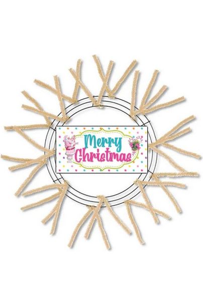 Shop For Merry Christmas Pink Santa Candy Cane Sign - Wreath Enhancement
