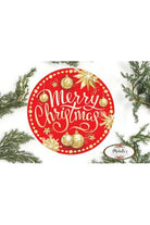 Shop For Merry Christmas Red Gold Round Sign - Wreath Enhancement