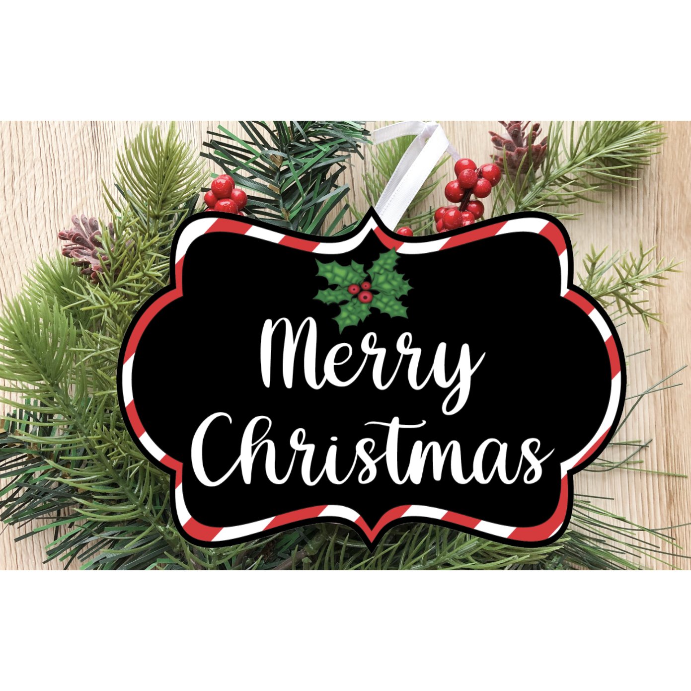 Shop For Merry Christmas Scalloped Frame Sign SF1 - Wreath Enhancement at Michelle's aDOORable Creations