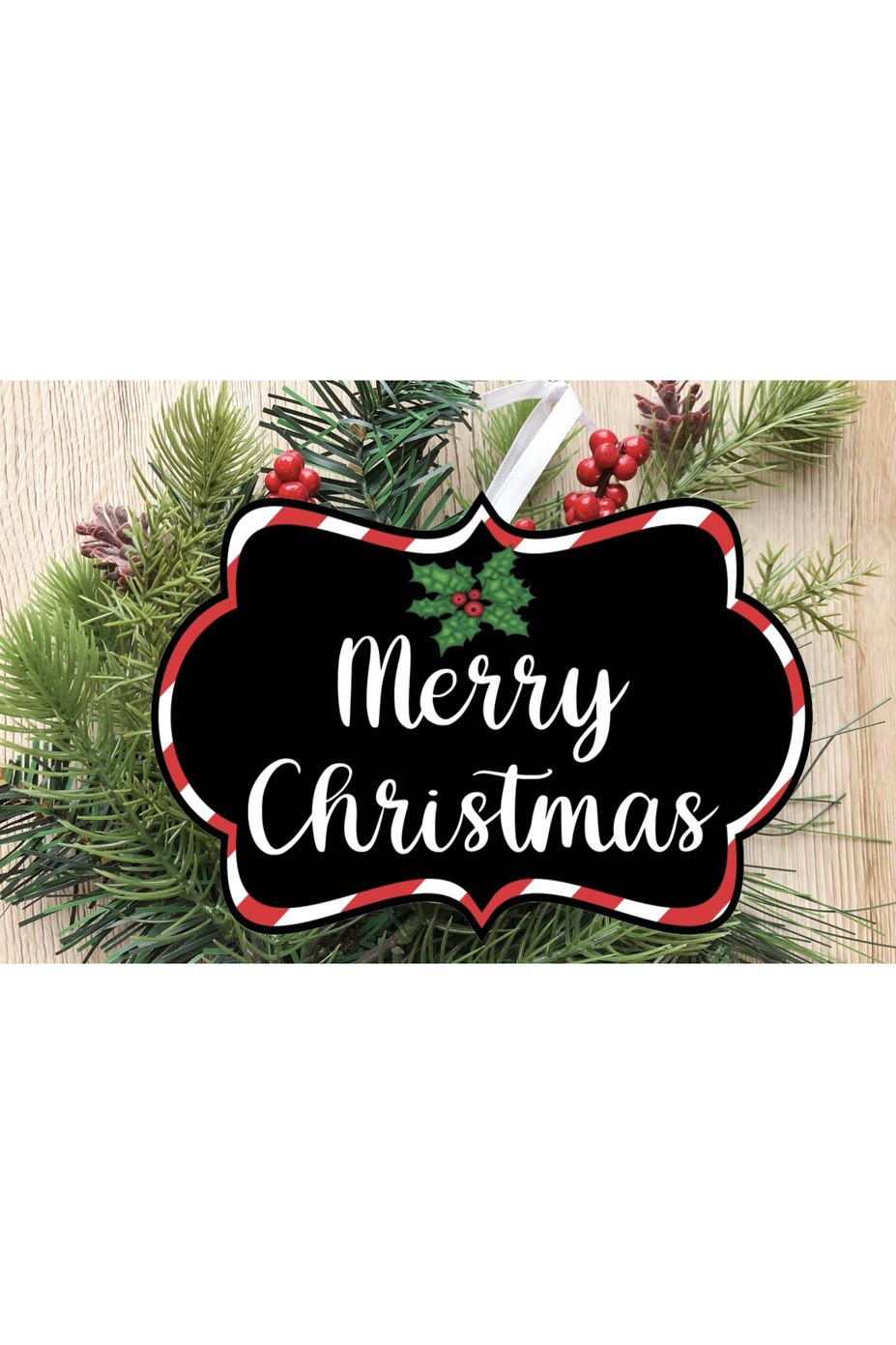 Shop For Merry Christmas Scalloped Frame Sign SF1 - Wreath Enhancement