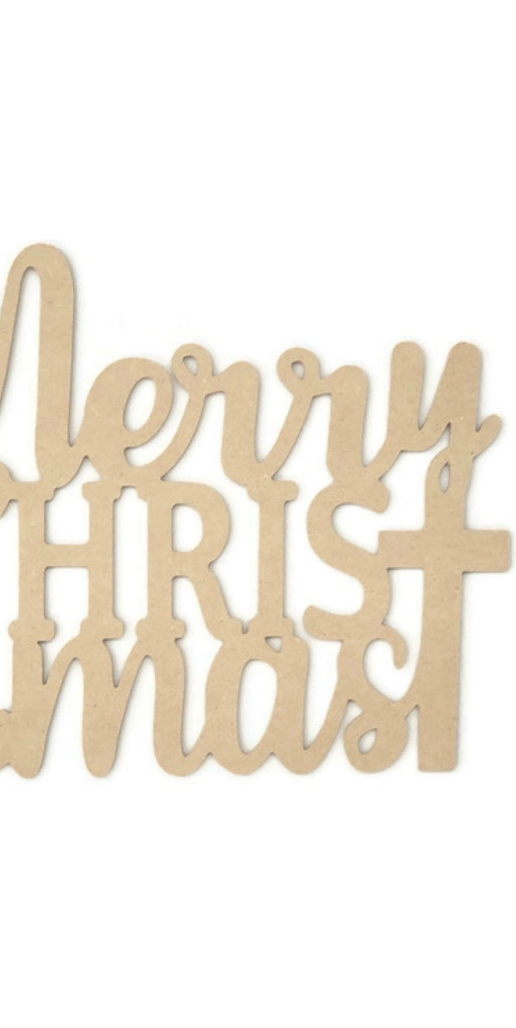 Merry Christmas Word Wood Cutout - Unfinished Wood - Michelle's aDOORable Creations - Unfinished Wood Cutouts