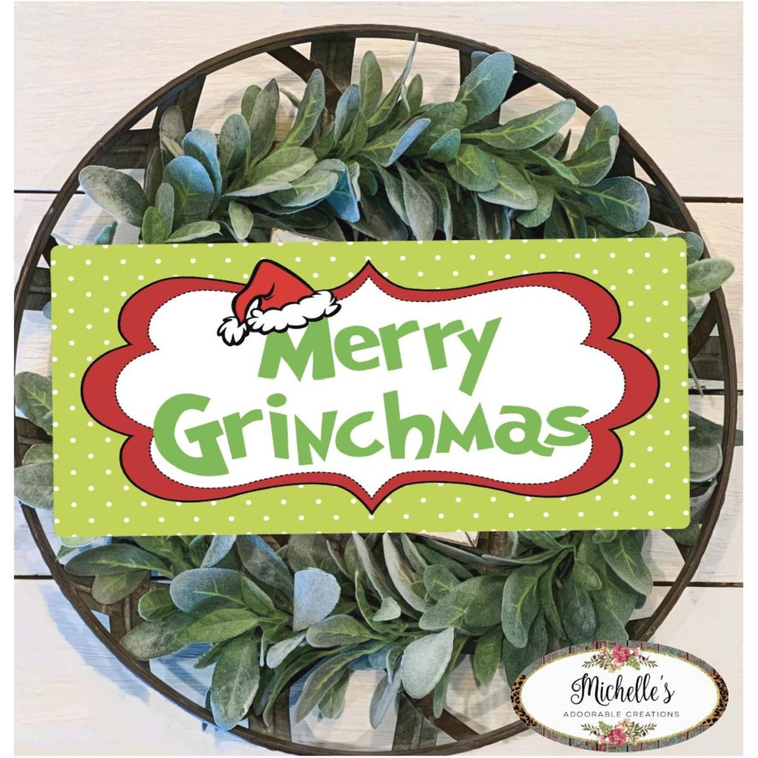 Shop For Merry Grinchmas Sign - Wreath Enhancement at Michelle's aDOORable Creations