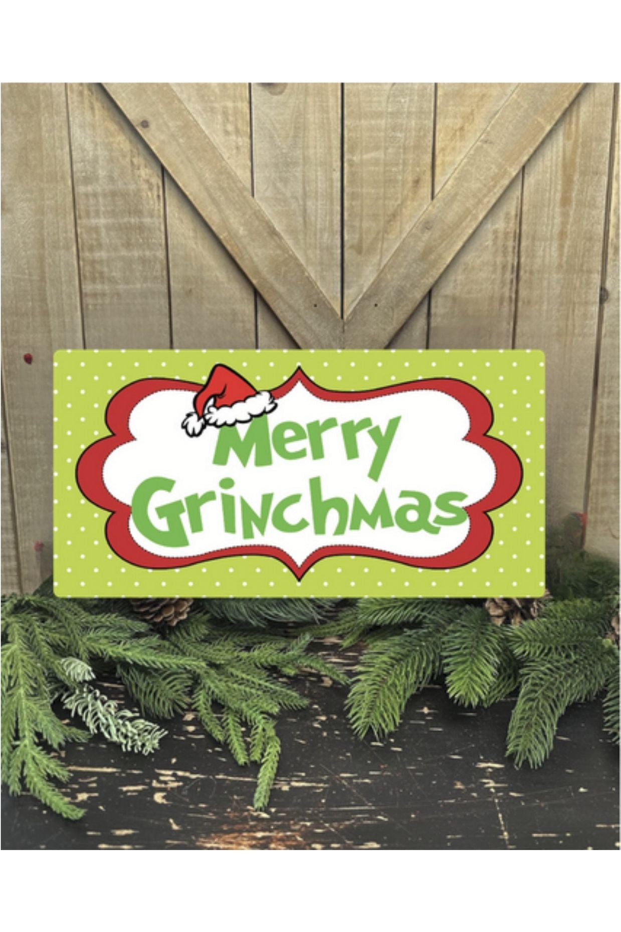 Merry Grinchmas Sign - Wreath Enhancement - Michelle's aDOORable Creations - Signature Signs