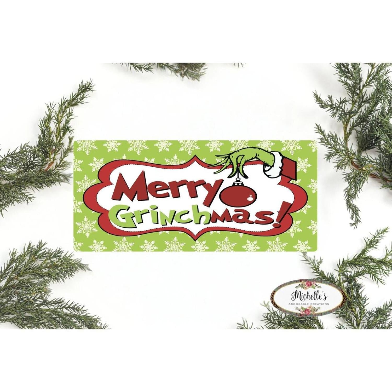 Shop For Merry Grinchmas Snowflake Sign - Wreath Enhancement at Michelle's aDOORable Creations