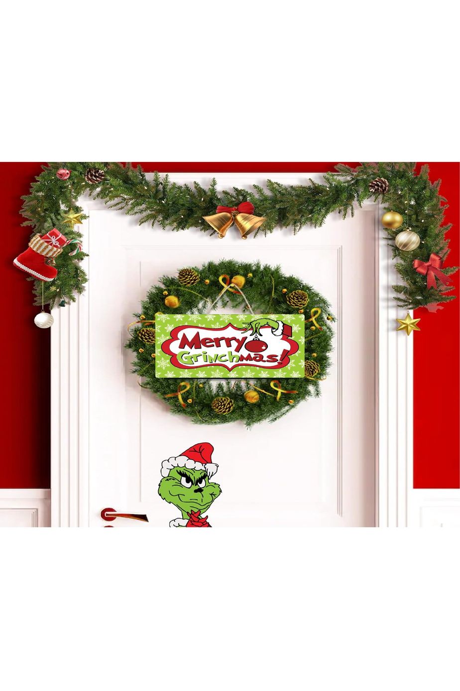 Merry Grinchmas Snowflake Sign - Wreath Enhancement - Michelle's aDOORable Creations - Signature Signs