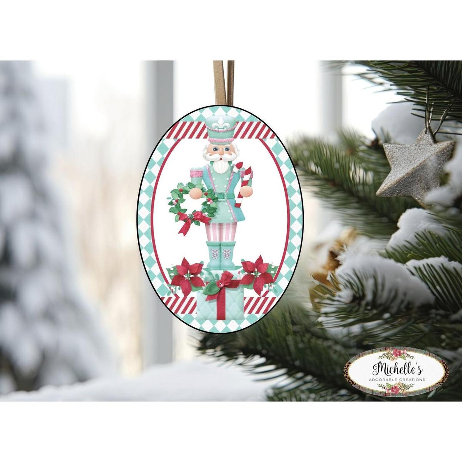 Mint Green Oval Nutcracker Sign - Wreath Enhancement