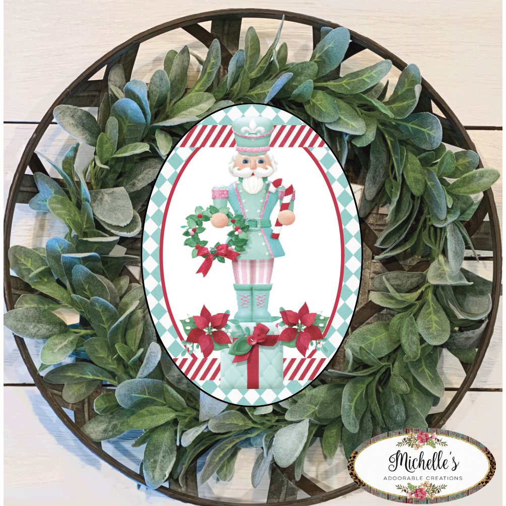 Shop For Mint Green Oval Nutcracker Sign - Wreath Enhancement at Michelle's aDOORable Creations