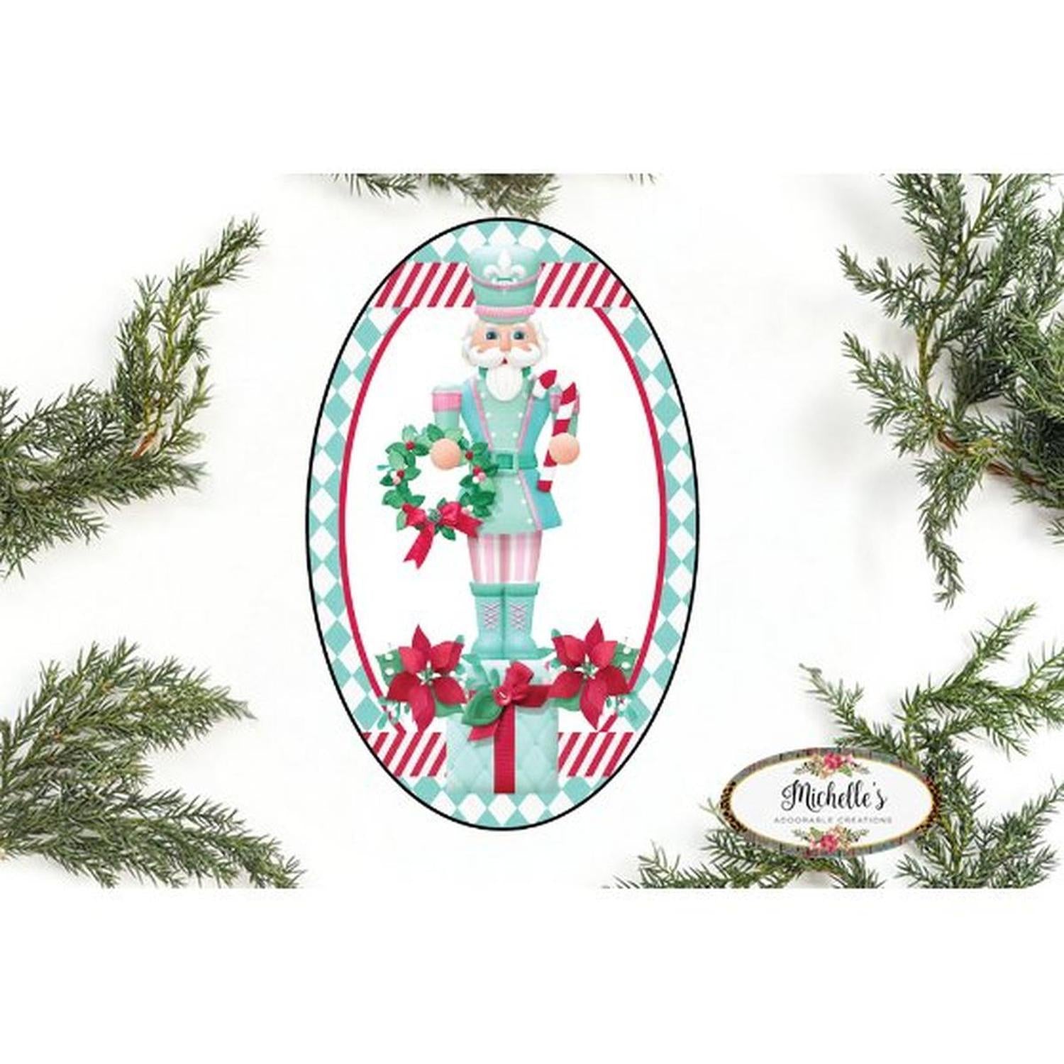Shop For Mint Green Oval Nutcracker Sign - Wreath Enhancement at Michelle's aDOORable Creations