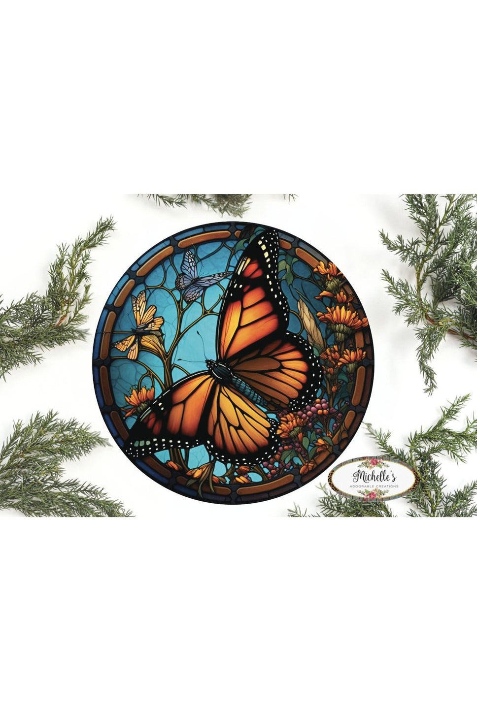 Shop For Monarch Faux Stained Glass Butterfly Sign - Wreath Enhancement