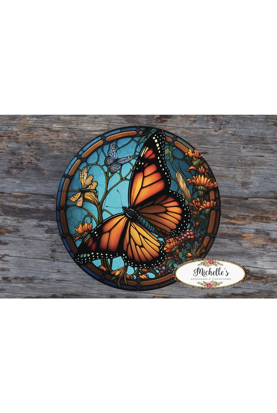 Shop For Monarch Faux Stained Glass Butterfly Sign - Wreath Enhancement