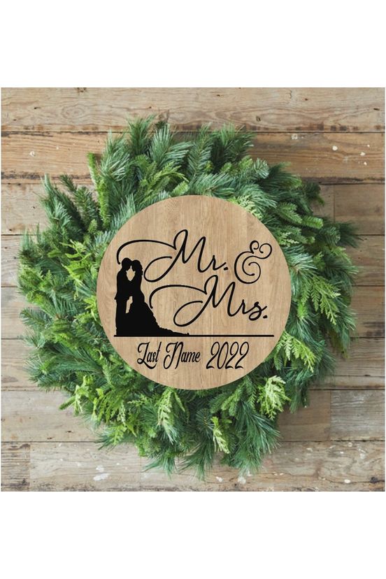 Shop For Mr and Mrs Wedding Round Sign - Wreath Enhancement