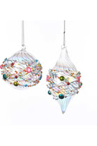 Multicolored Beaded Glass Ornaments (Asst 2) - Michelle's aDOORable Creations - Holiday Ornaments
