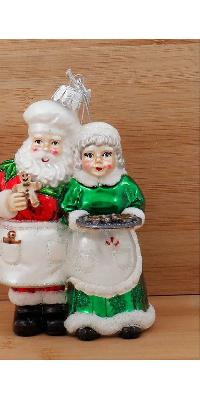Noble Gems™ Glass Mr. & Mrs. Santa With Cookies Ornament - Michelle's aDOORable Creations - Sprays and Picks