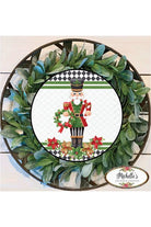 Nutcracker Harlequin Poinsettia Sign - Wreath Enhancement - Michelle's aDOORable Creations - Wooden/Metal Signs