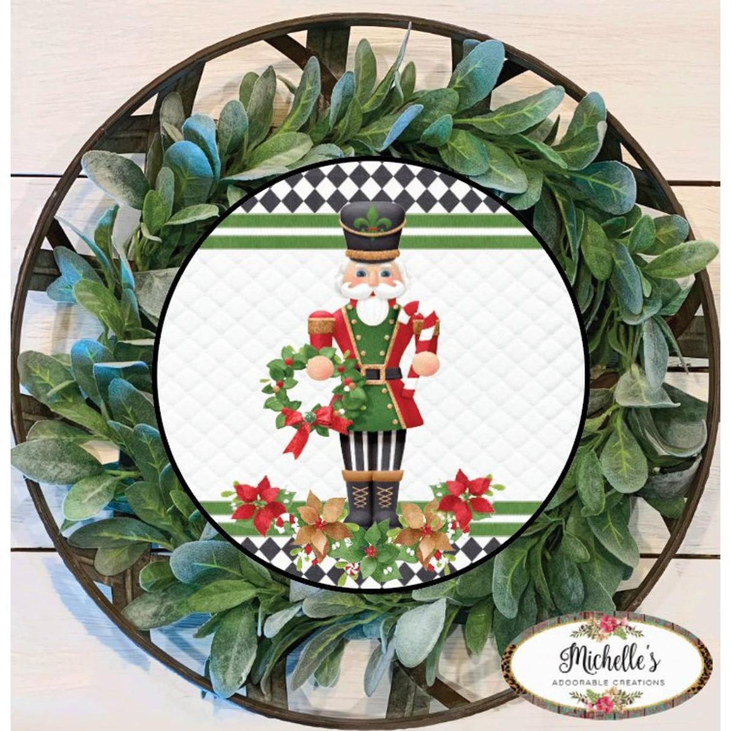Nutcracker Harlequin Poinsettia Sign - Wreath Enhancement