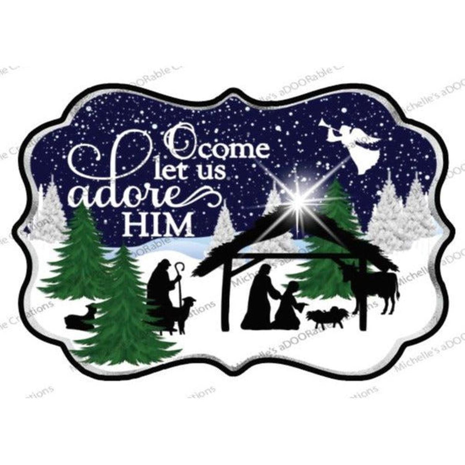 Shop For O Come Let Us Adore Him SF2 - Wreath Enhancement at Michelle's aDOORable Creations