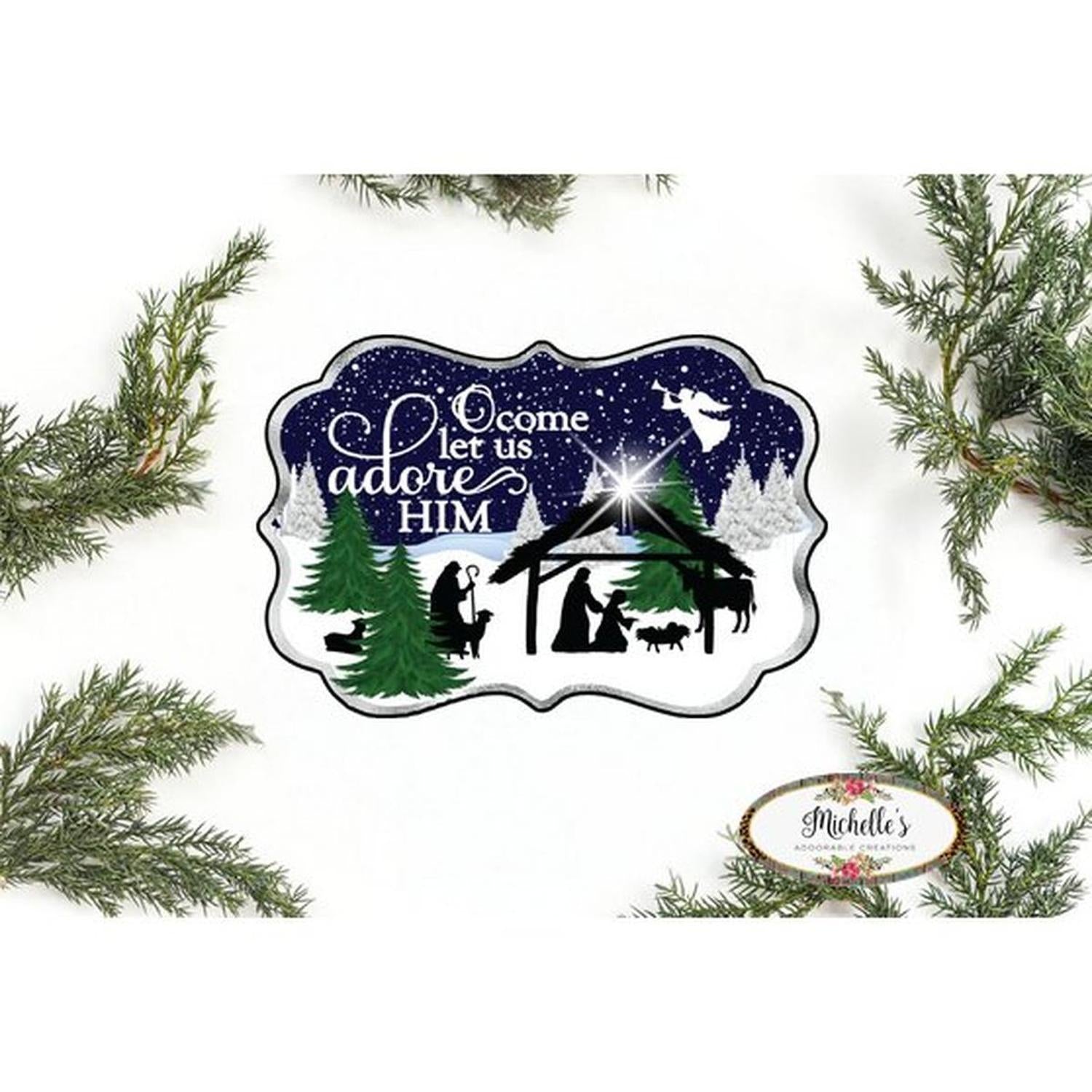 Shop For O Come Let Us Adore Him SF2 - Wreath Enhancement at Michelle's aDOORable Creations