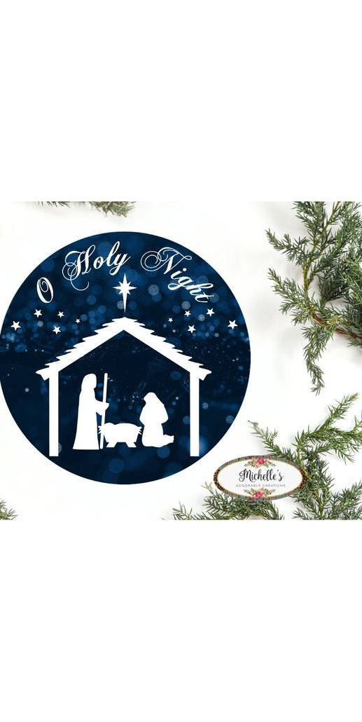 O Holy Night Round Sign - Wreath Enhancement - Michelle's aDOORable Creations - Signature Signs