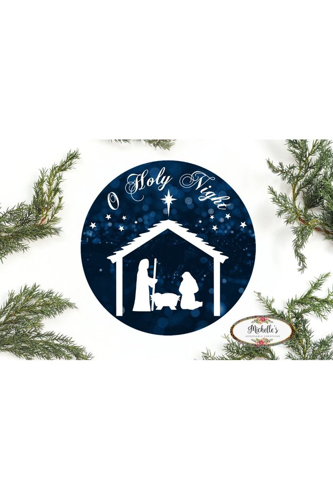 O Holy Night Round Sign - Wreath Enhancement - Michelle's aDOORable Creations - Signature Signs