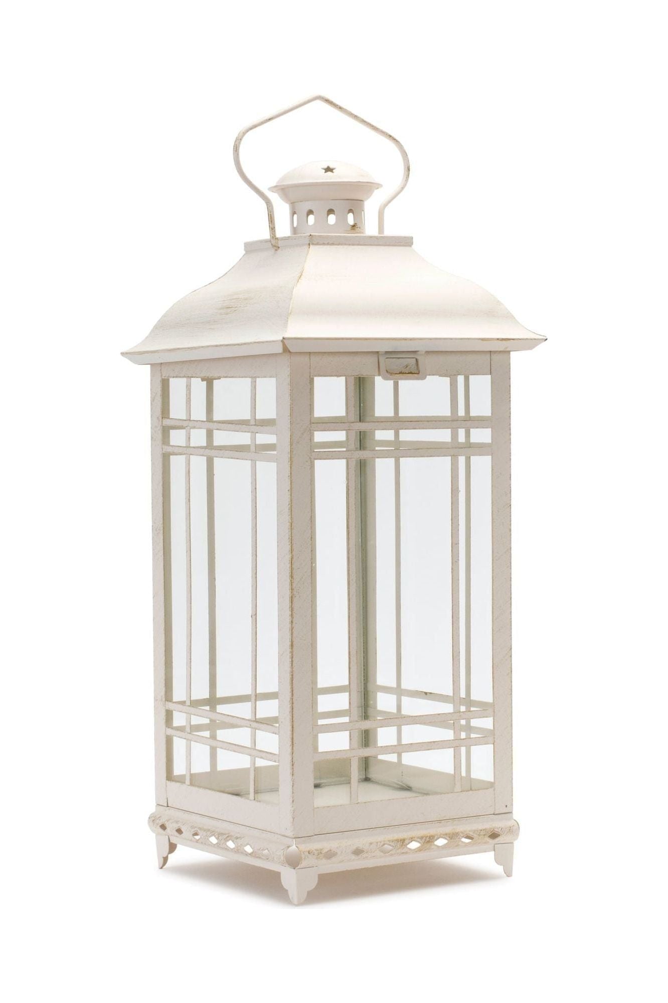 Shop For Off - White Metal and Glass Lanterns (Set of 3) at Michelle's aDOORable Creations