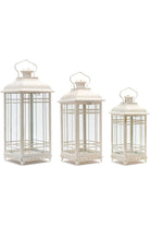 Off-White Metal and Glass Lanterns (Set of 3) - Michelle's aDOORable Creations - Lantern