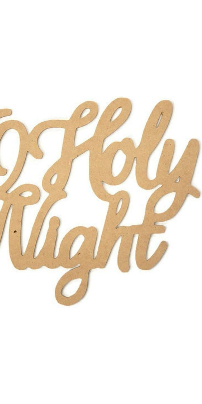 Oh Holy Night Script Word Wood Cutout - Unfinished Wood - Michelle's aDOORable Creations - Unfinished Wood Cutouts